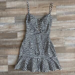 Bec + Bridge Black White Zebra Stripe Mini Dress Size 2